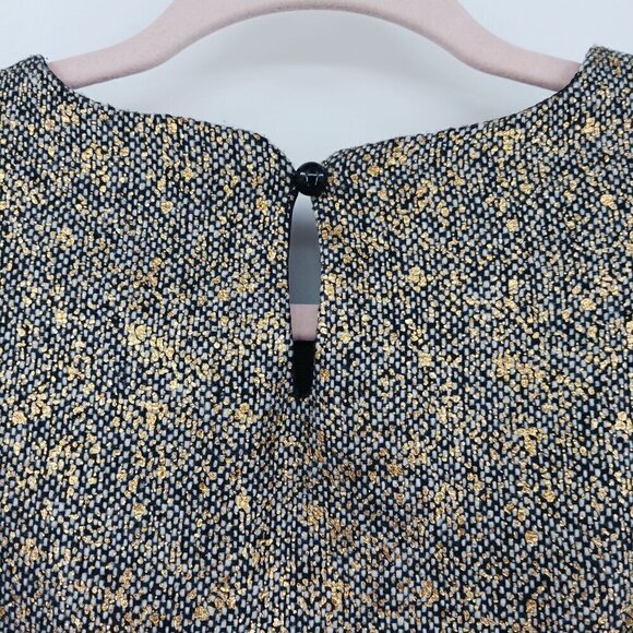 Molly Bracken Black Gold Metallic Sleeveless Mini Dress Belted  Party Event - Picture 5 of 7